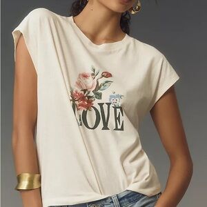 By Anthropologie Floral Love Graphic Muscle Tee